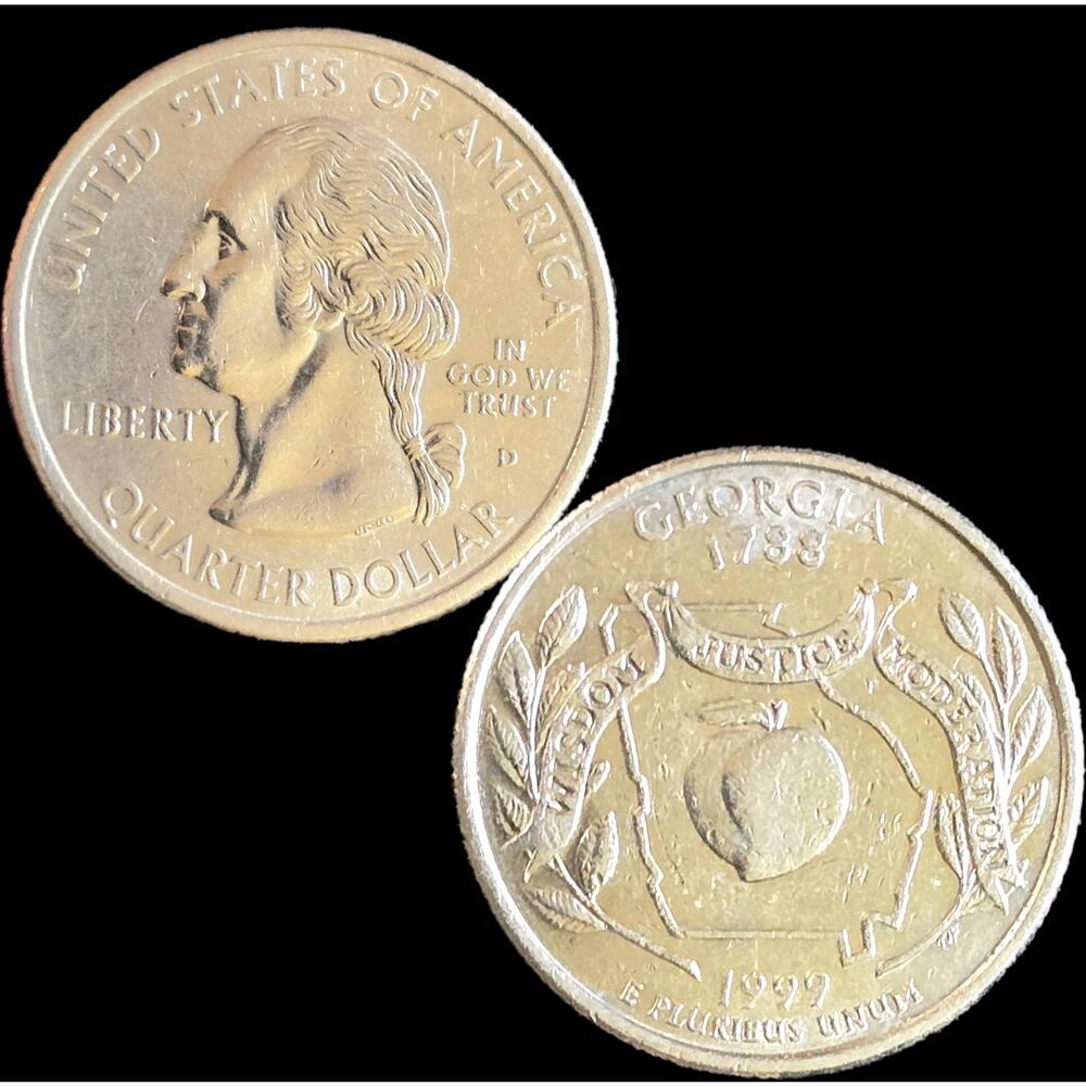 READ 1999D Georgia State Quarter Die Clash Doubling Possible Die Crack Errors